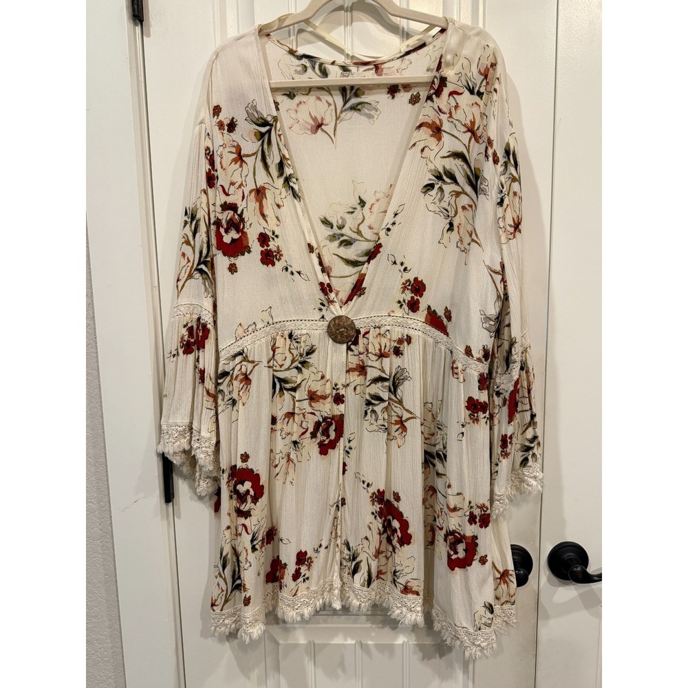 Southern Stitch Boho‎ Floral Tunic Dress with Tassel Trim – Size XL
